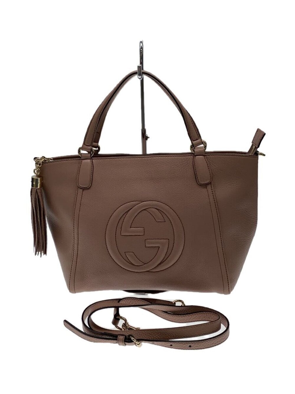 Gucci Soho leather handbag embossed interlocking G logo tassel